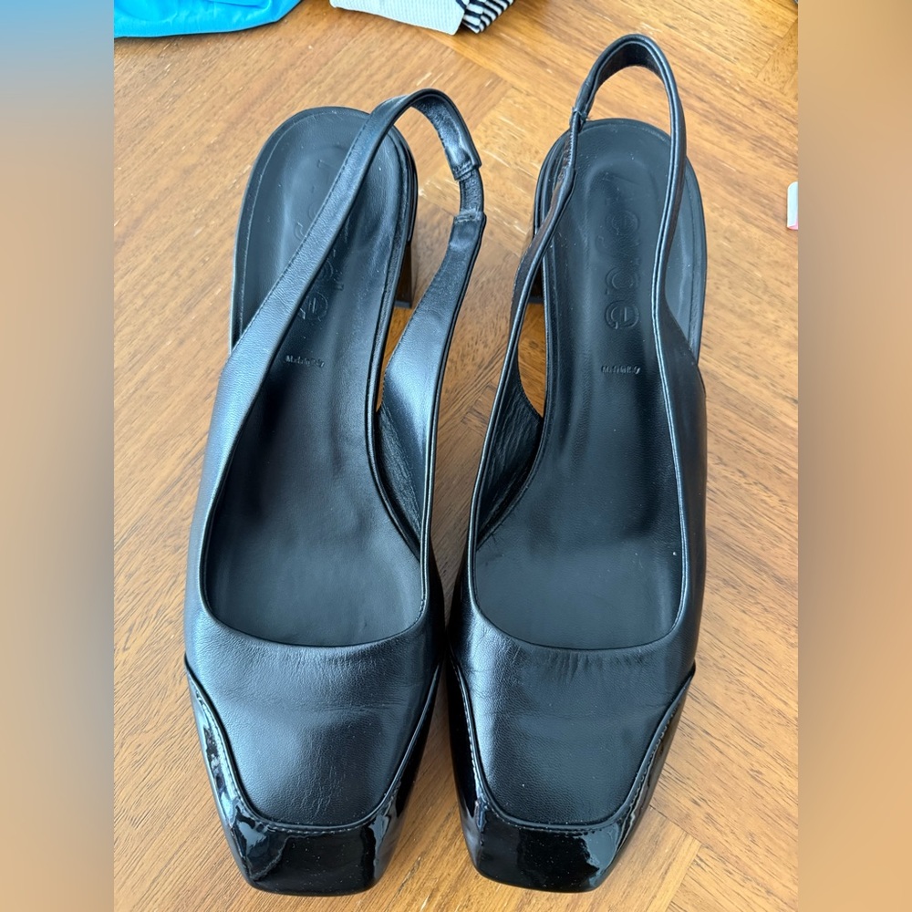Aeyde Black Slingback Heels